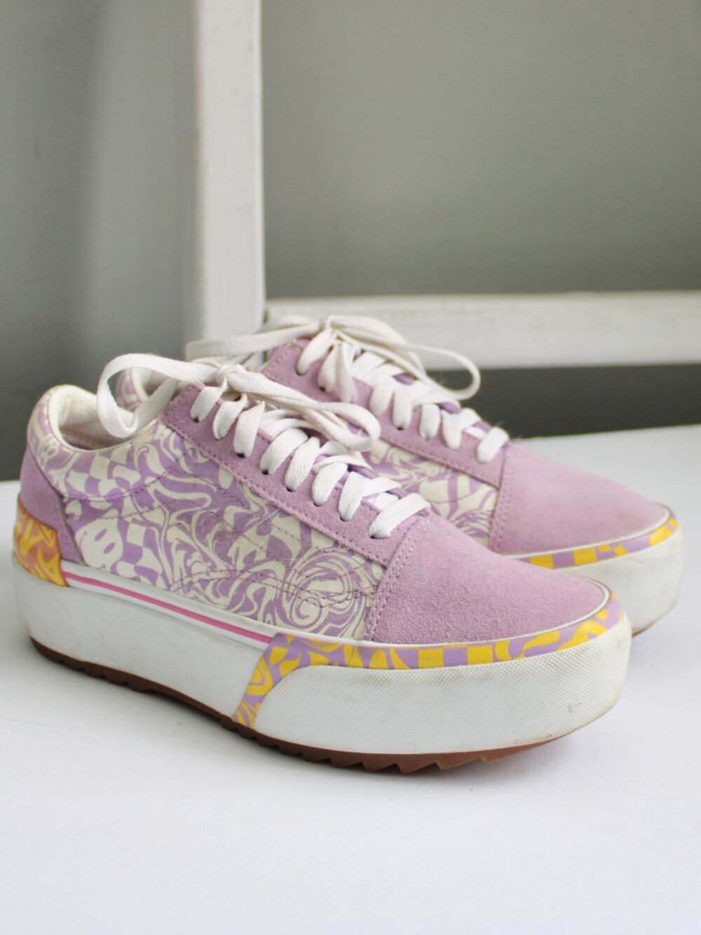 Vans Old Skool Stacked Wavy Daze Lilac Purple Platform Sneakers Shoes Size 8